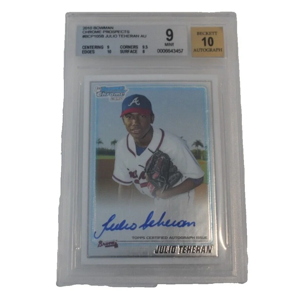 2010 Bowman Chrome Prospects Refractor Julio Teheran #BCP105 BGS 9 Autograph 10